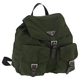 PRADA Backpack Nylon Khaki Silver Auth yk20253 Silvery Khaki