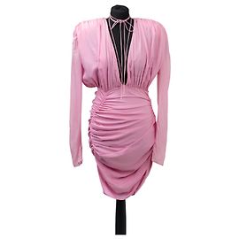 Vestido mini de seda rosa franzido Magda Butrym Rosa