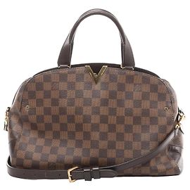 Bolsa Louis Vuitton Kensington Bowling Damier Ebene 2Way em marrom N41505 Bege