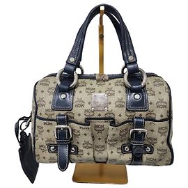 MCM PVC Leather Pocket Shoulder Bag Black/Grey Black Grey