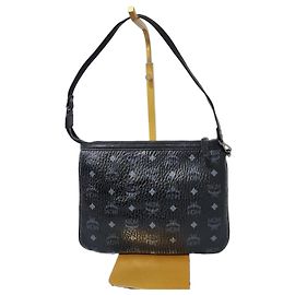 Borsa a spalla pochette in pelle MCM Visetos nera Nero