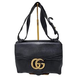 Bolsa de Ombro Grande Marmont Double G Gucci Preta Preto