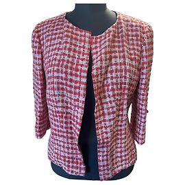 Giacca corta Chanel in cotone con paillettes bianca e rossa Bianco Rosso