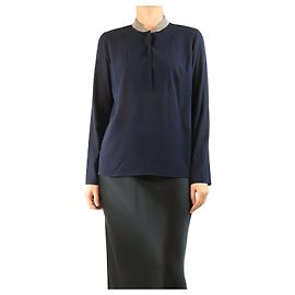 Brunello Cucinelli Navy silk blouse - size S Navy blue