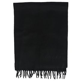 Gucci Sciarpa in cashmere nera con frange Nero