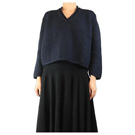Autre Marque Pull en V épais bleu marine - taille M Bleu Marine