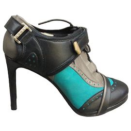 Preen By Thornton Bregazzi Leather Ankle Boots Black Grey Light Blue Black Grey Light blue