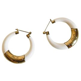 Orecchini a cerchio Dolce & Gabbana in resina bianca e oro Bianco D'oro