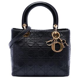 Dior Black Medium Lambskin Cannage Lady Dior Black
