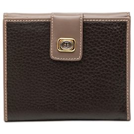Gucci Brown Bicolor Calfskin Interlocking G Small Wallet Brown Dark brown