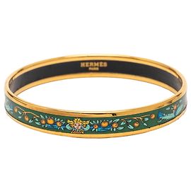 Pulseira estreita de esmalte cloisonné frutas Hermès verde 65 Verde
