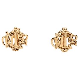 Dior Gold Plated Logo Clip-On Ohrringe Golden