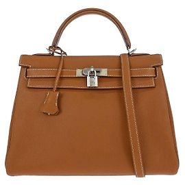 Bolsa Kelly Hermès em Togo marrom com hardware em paládio 32 Marrom