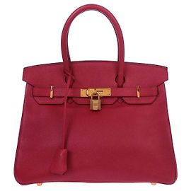 Bolsa Hermès Birkin vermelha Courchevel com hardware dourado 30 Vermelho