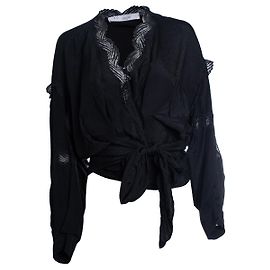 IRO, black jarl wrap top with lace Black