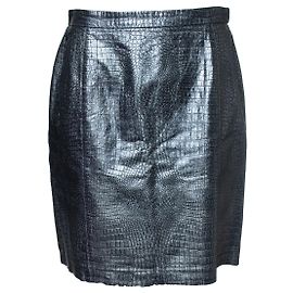 Escada, croc embossed metallic leather skirt Metallic