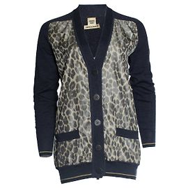 Hermès, cardigan gris avec imprimé léopard Multicolore
