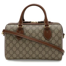 Borsa mini Boston Gucci GG Supreme 2WAY Marrone Beige