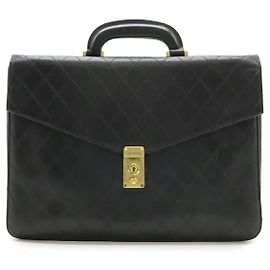 Bicolor Leder Aktentasche von Chanel Schwarz