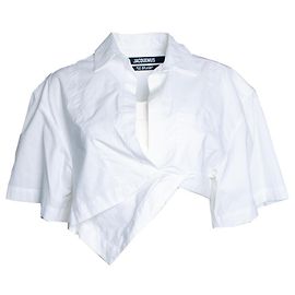 Jacquemus, il top cropped in cotone splash bianco Bianco