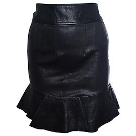 Lederrock von Isabel Marant mit Rüsche Schwarz