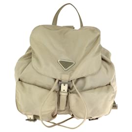 Prada Nylon Leather Backpack Brown Beige
