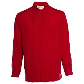 Gucci, Camisa de seda roja con estampado GG Roja