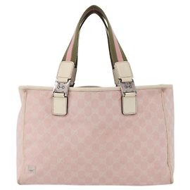 Tote Gucci Web Handle Buckle em lona GG e couro Medium Rosa