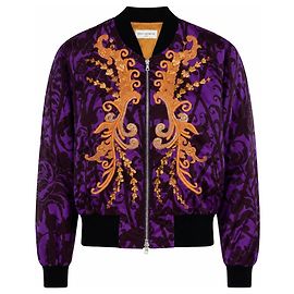 Dries Van Noten Spring 2016 Runway Bomber Jacket Look 38 Embroidered Black Orange Purple