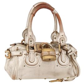 Chloé Chloe Paddington Handtasche aus Leder Gold Silber Auth 178535A Silber Golden
