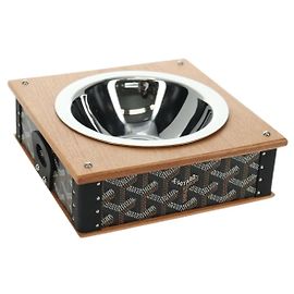 GOYARD Herringbone Food Bowl PVC Brown Auth 177113SV Brown