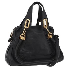 Chloé Borsa a mano Chloe Paraty in pelle 2 in 1 nera e oro Auth 177044A Nero D'oro