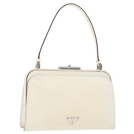 PRADA Handtasche aus Leder Weiß Silber Auth 178207 Silber Weiß