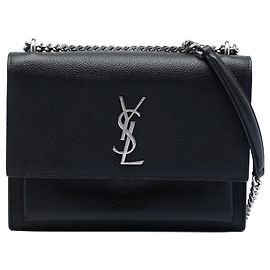 Borsa a tracolla Monogram Sunset in pelle di vitello grana media Saint Laurent Nero