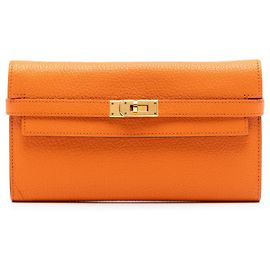 Hermès Chevre Mysore Kelly Longue Portefeuille Orange