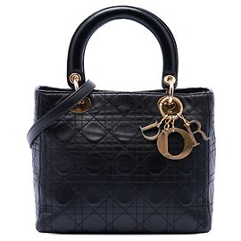 Dior Medium Cuir d’agneau Cannage Lady Dior Noir