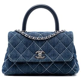 Sac à anse supérieure Chanel Small Matelassé Jean Coco Bleu