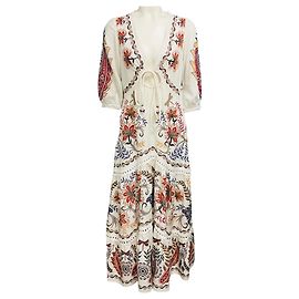 Robe maxi en lin à imprimé floral multicolore Farm Rio Multicolore