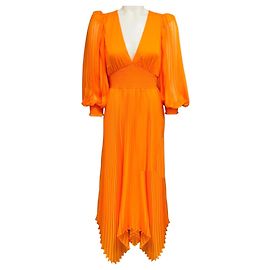 Autre Marque Robe Midi Sion Plissée Orange Mandarine Alice + Olivia Orange