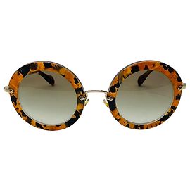 Occhiali da sole rotondi in acetato e metallo tartaruga marrone / oro Miu Miu Marrone