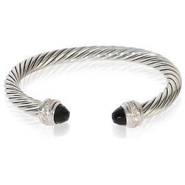 Pulseira clássica de cabo em prata esterlina, ônix e diamantes de David Yurman Outro