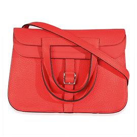 Hermès Rose Texas Clemence Halzan 25 PHW Rosa