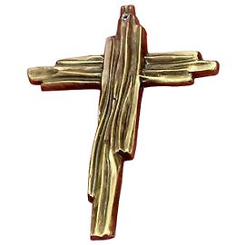 Autre Marque Crucifix Bruno Eeckman Brutaliste Bronze Fragametal Doré