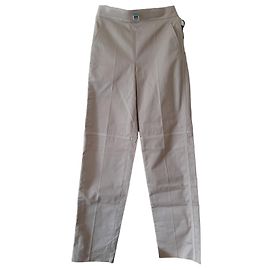 Pantalón Hermès Algodón y Cuero Beige Beige Otro