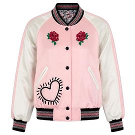 Veste Bomber Réversible en Satin Coach x Keith Haring Multicolore
