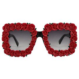 Dolce & Gabbana Statement Sonnenbrille mit roten Rosen Schwarz Rot