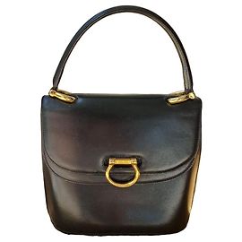 Céline Bolsa de mão Celine em couro liso preto Preto