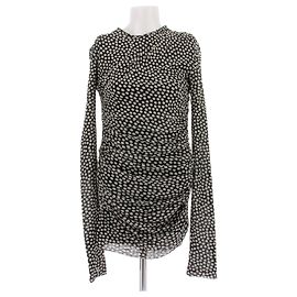 Saint Laurent Kleid mit Punktemuster Baumwolle Schwarz XL Schwarz