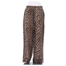 Ganni Calça de seda de leopardo Bege