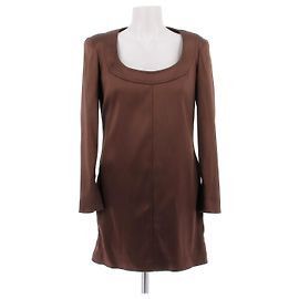 Robe en soie marron Saint Laurent Marron